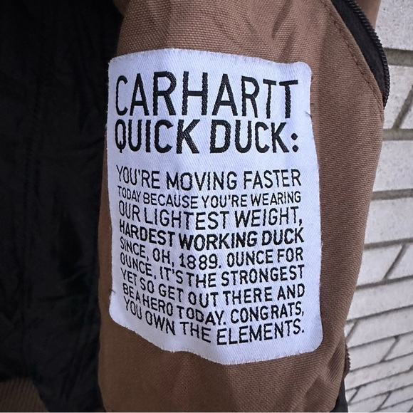 Carhartt Quick Duck Woodward Active Jacket Tan Water-Repellent Hooded Workwear - Picture 8 of 15